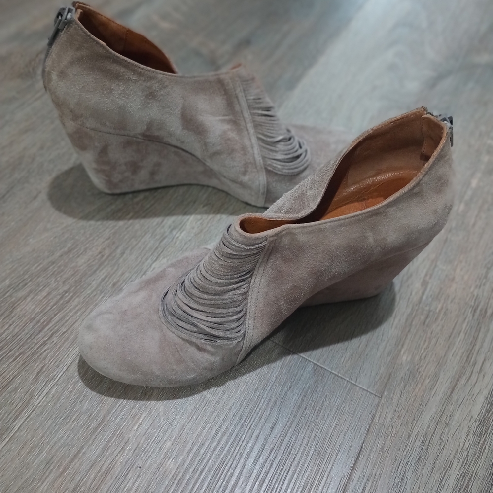 COCLICO Taupe Suede Wedge Shoes